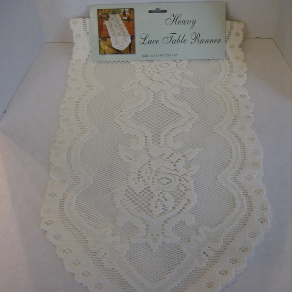 Natco Home Fashions Ivory Lace Table Runner 13x45 - Picture 4 of 5